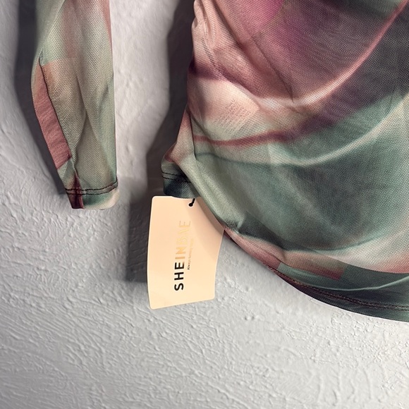 SHEIN Green and Brown Abstract Bodysuit - Picture 3 of 3